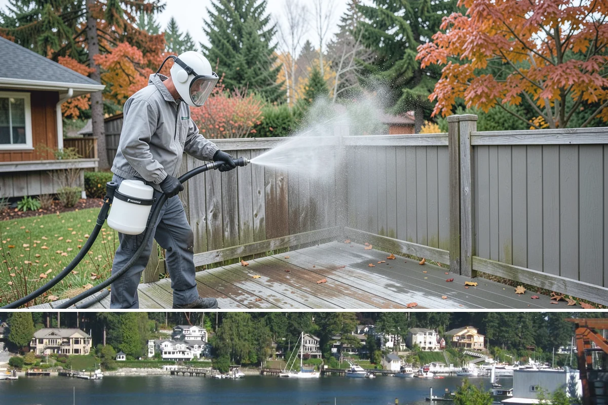 Deck & Fence Package in Gig Harbor, Pierce County, WA - Clean deck and fence in early summer during a dry window, especially if you plan to seal afterward.