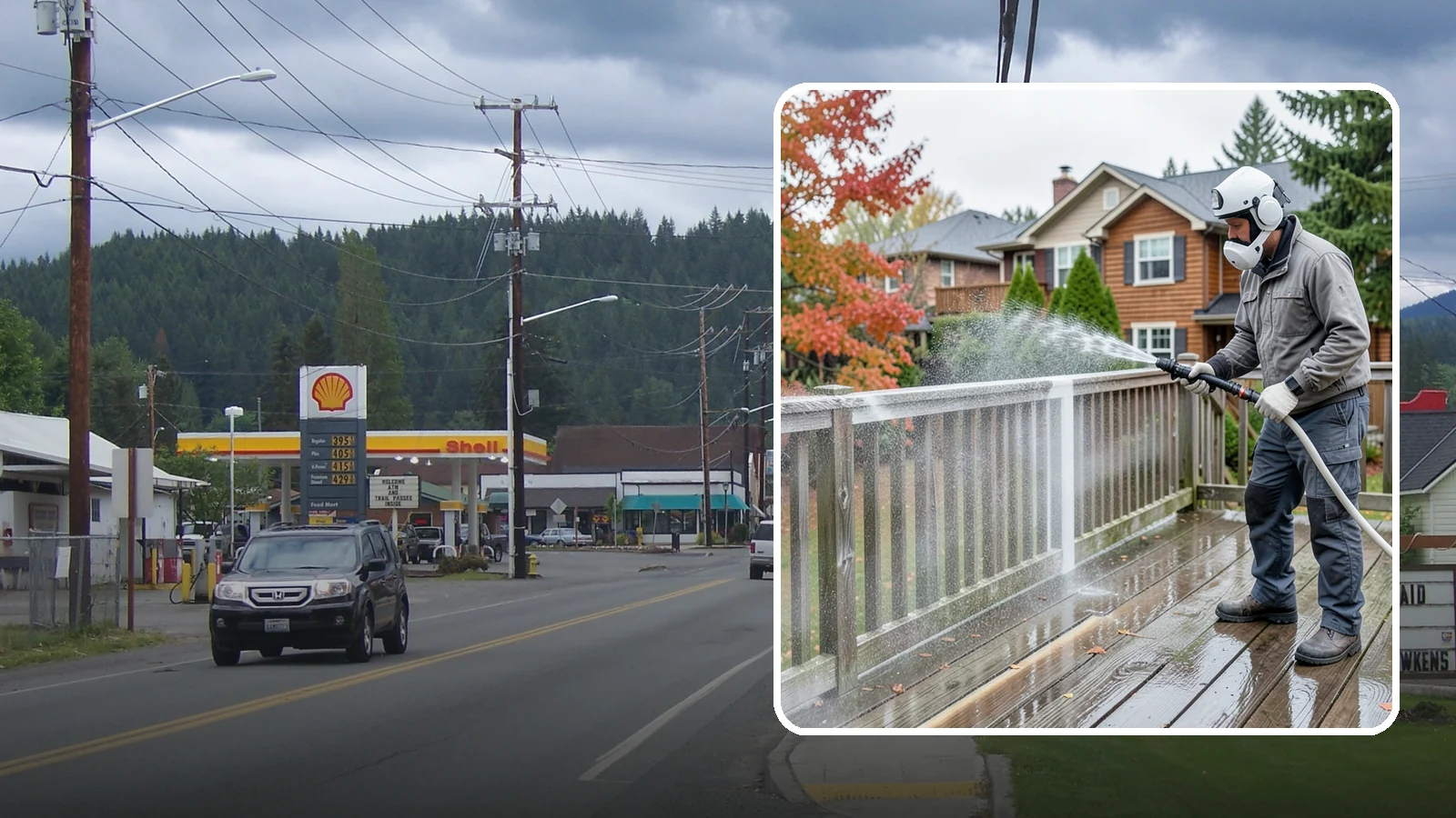 Deck & Fence Package in Granite Falls, Snohomish County, WA - We clean and brighten your deck and fence together to revive the wood or composite the Northwest wet season grays out.
