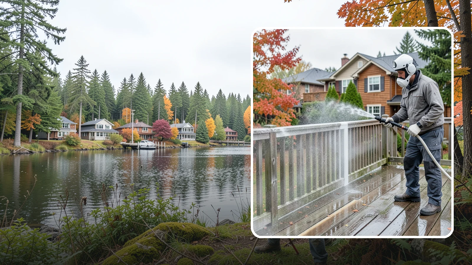 Deck & Fence Package in La Conner, Skagit County, WA - We clean and brighten your deck and fence together to revive the wood or composite the Northwest wet season grays out.