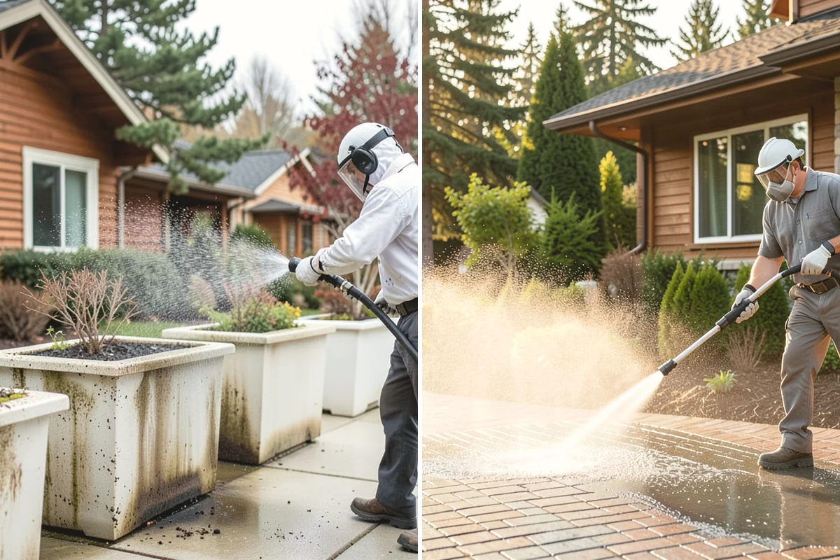 Deck & Fence Package in La Conner, Skagit County, WA - Protect plantings and pre-wet surrounding foliage