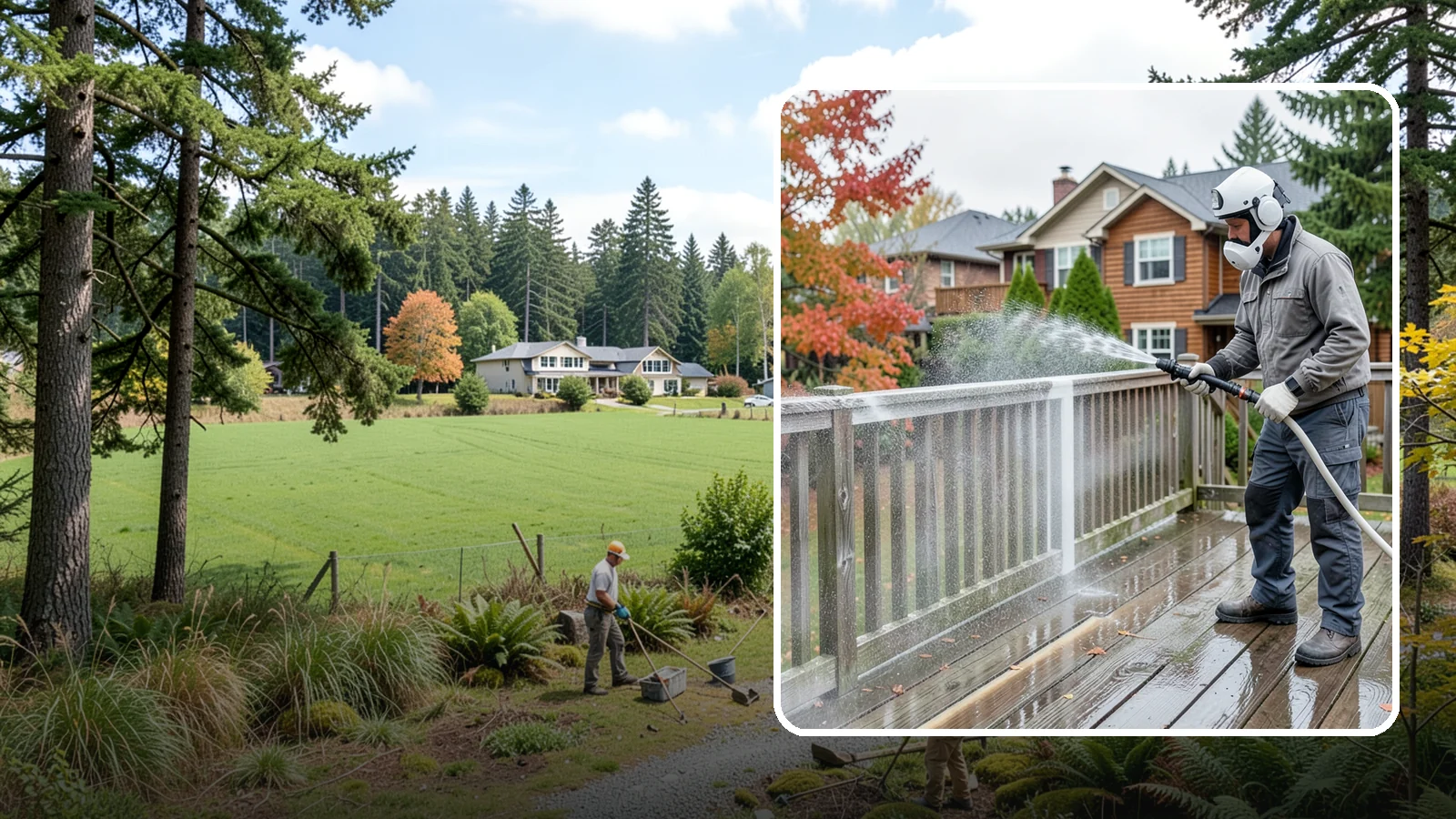 Deck & Fence Package in Lyman, Skagit County, WA - We clean and brighten your deck and fence together to revive the wood or composite the Northwest wet season grays out.