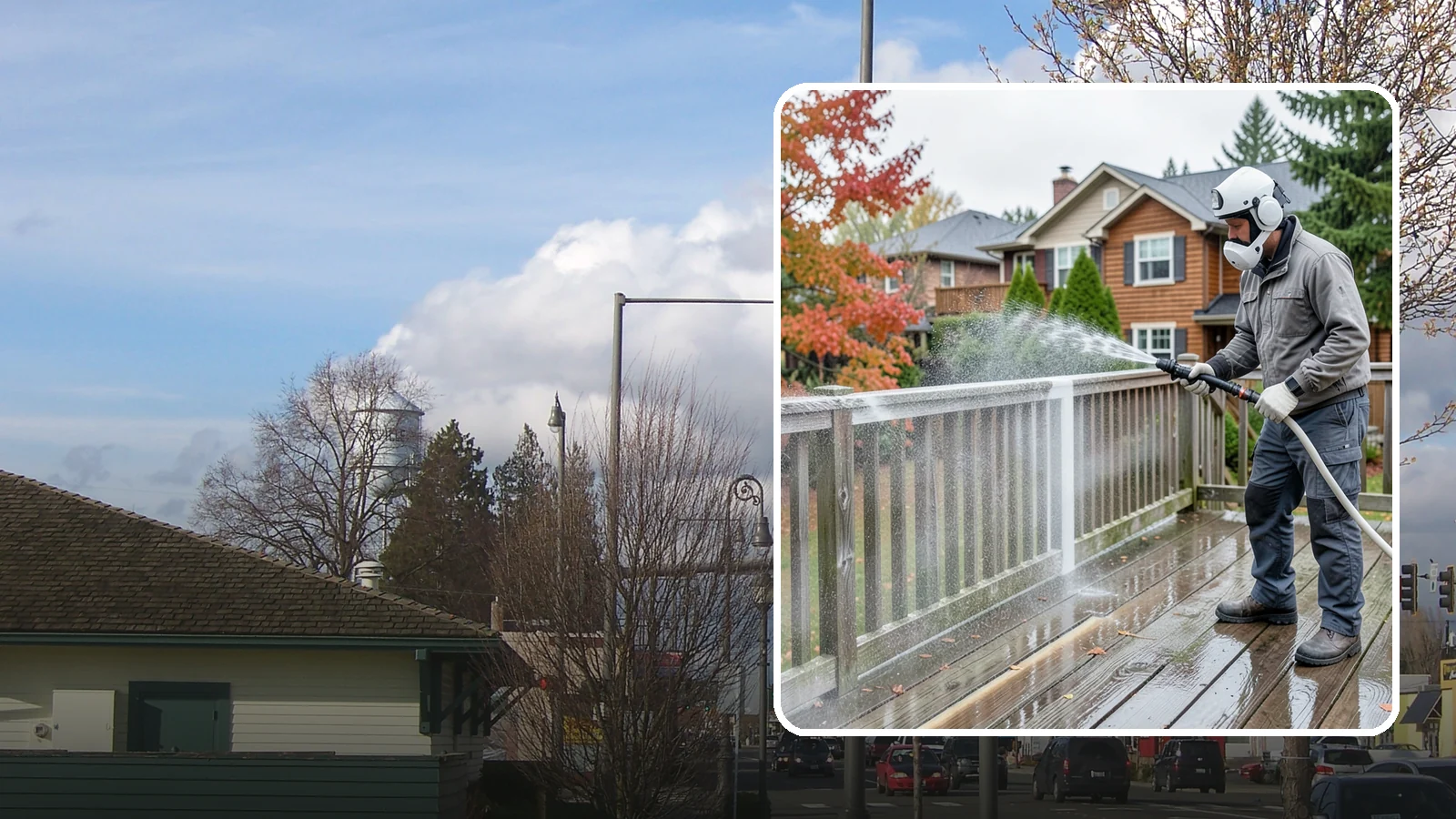 Deck & Fence Package in Marysville, Snohomish County, WA - We clean and brighten your deck and fence together to revive the wood or composite the Northwest wet season grays out.