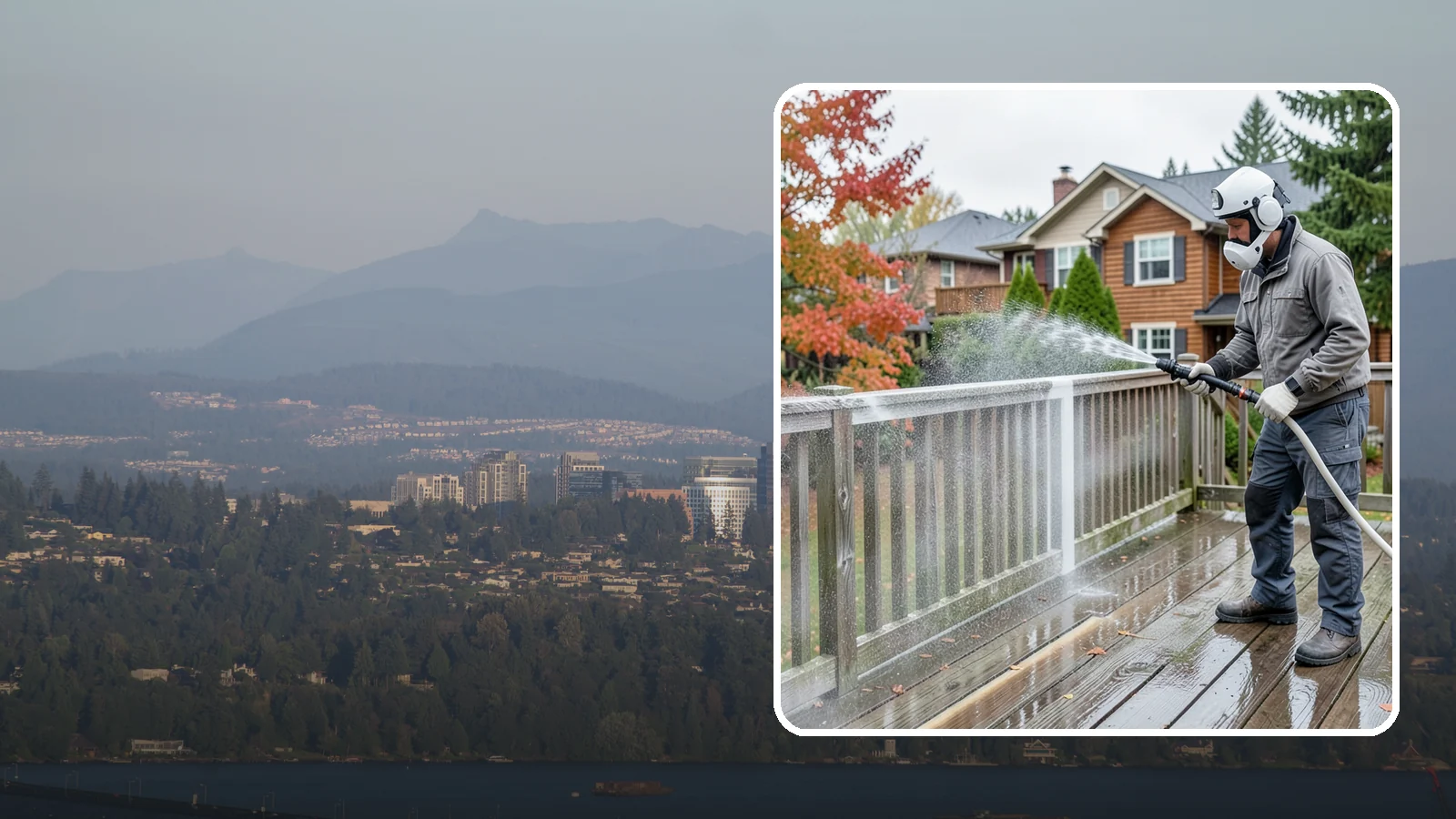 Deck & Fence Package in Medina, King County, WA - We clean and brighten your deck and fence together to revive the wood or composite the Northwest wet season grays out.