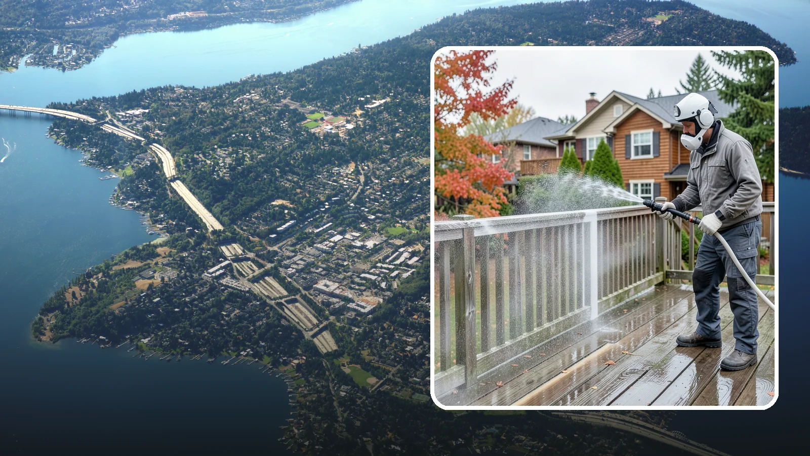 Deck & Fence Package in Mercer Island, King County, WA - We clean and brighten your deck and fence together to revive the wood or composite the Northwest wet season grays out.