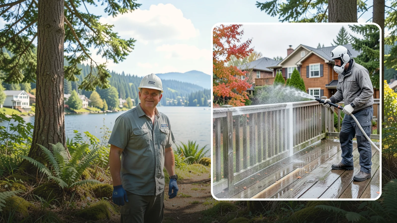 Deck & Fence Package in Milton, King County, WA - We clean and brighten your deck and fence together to revive the wood or composite the Northwest wet season grays out.