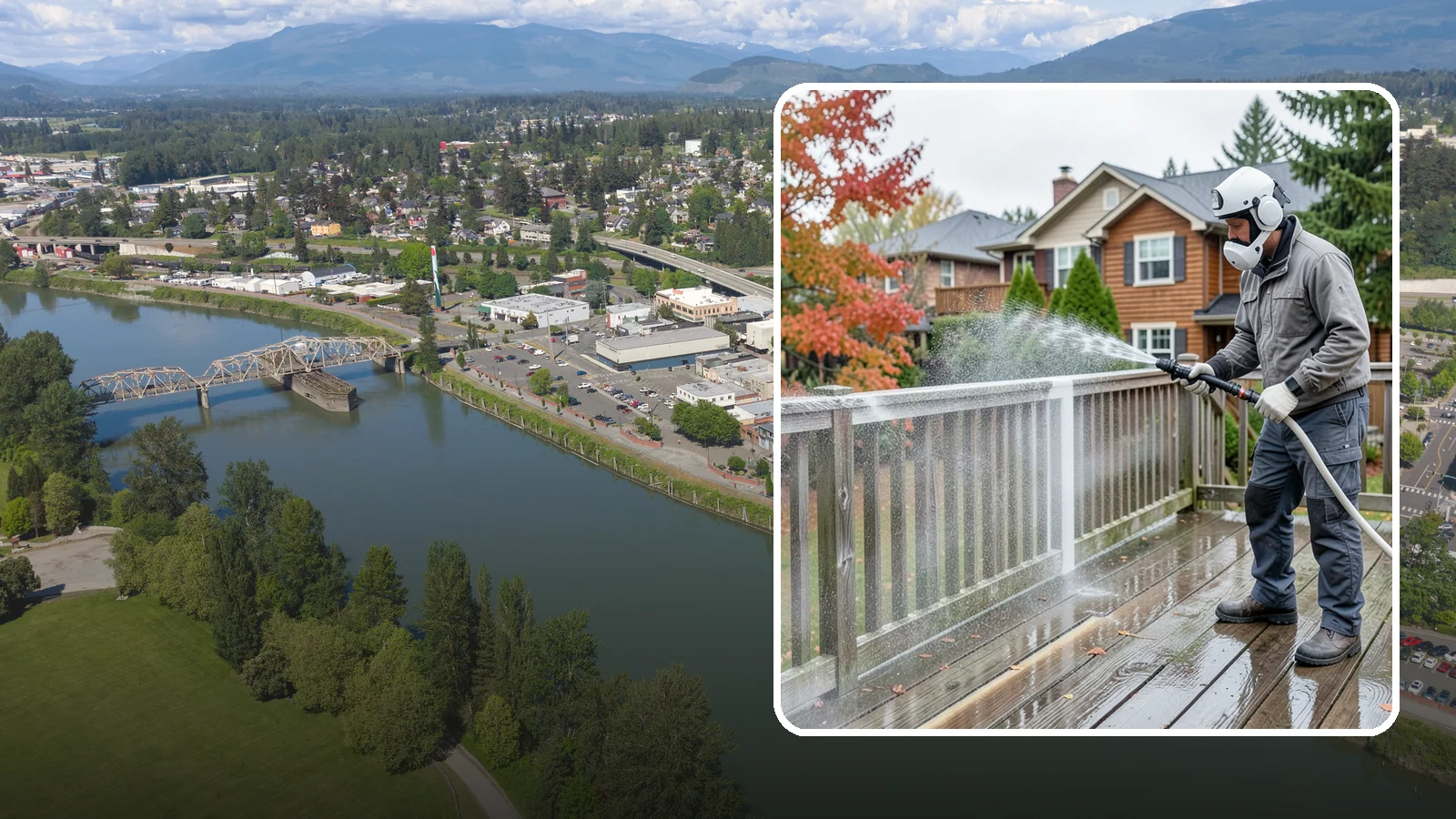 Deck & Fence Package in Mount Vernon, Skagit County, WA - We clean and brighten your deck and fence together to revive the wood or composite the Northwest wet season grays out.