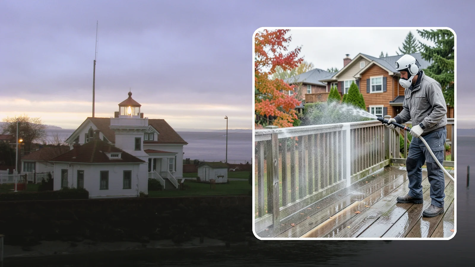 Deck & Fence Package in Mukilteo, Snohomish County, WA - We clean and brighten your deck and fence together to revive the wood or composite the Northwest wet season grays out.
