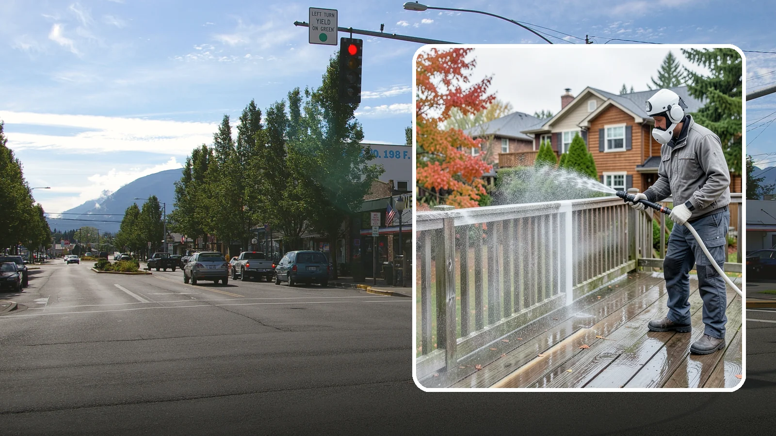 Deck & Fence Package in North Bend, King County, WA - We clean and brighten your deck and fence together to revive the wood or composite the Northwest wet season grays out.