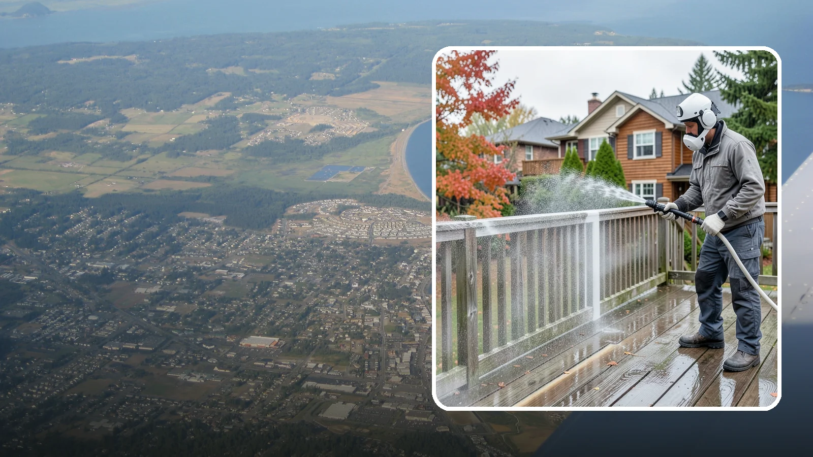 Deck & Fence Package in Oak Harbor, Island County, WA - We clean and brighten your deck and fence together to revive the wood or composite the Northwest wet season grays out.