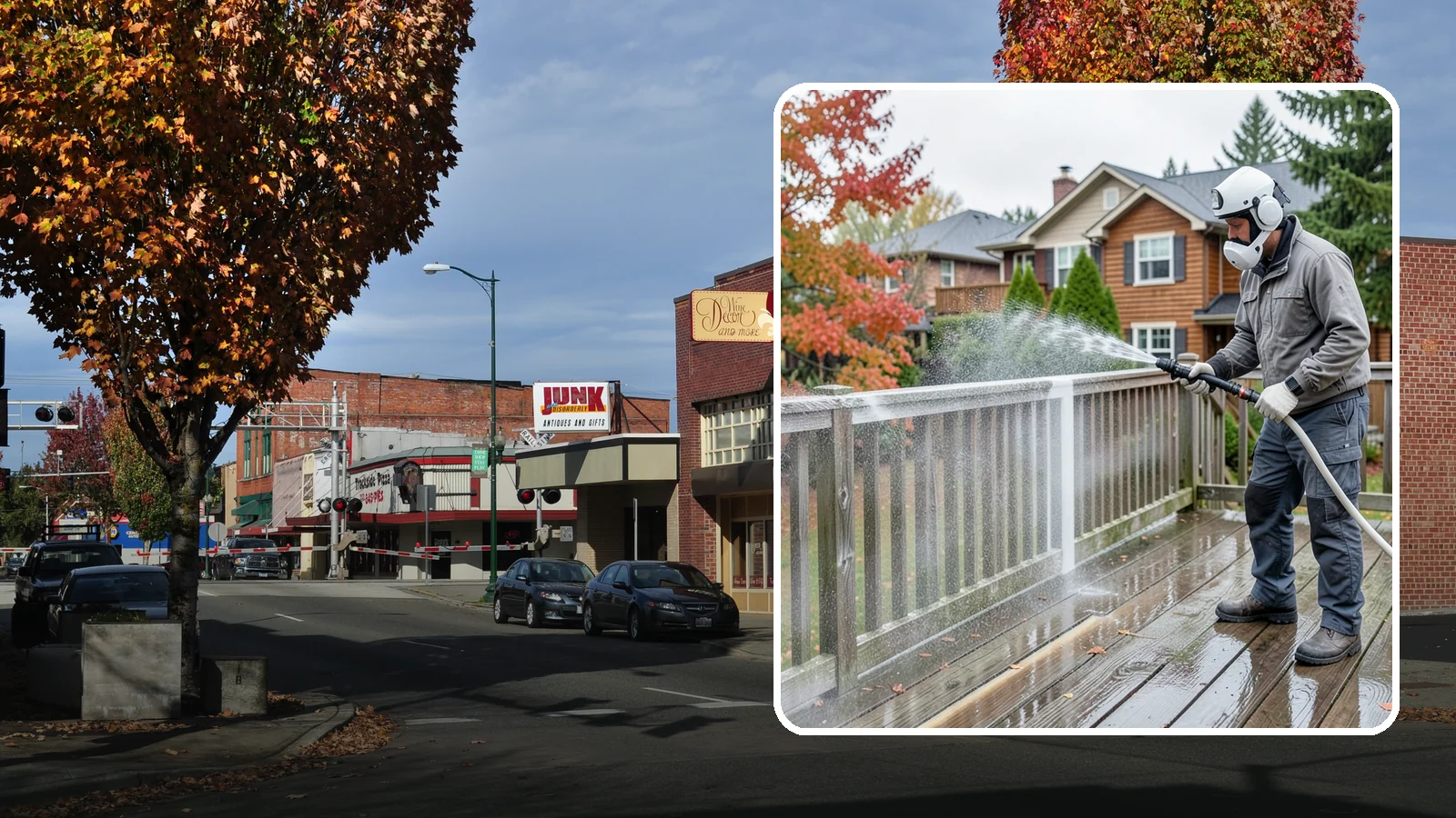 Deck & Fence Package in Puyallup, Pierce County, WA - We clean and brighten your deck and fence together to revive the wood or composite the Northwest wet season grays out.