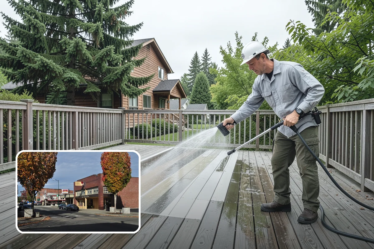 Deck & Fence Package in Puyallup, Pierce County, WA - Matches brightened tone across deck and fence