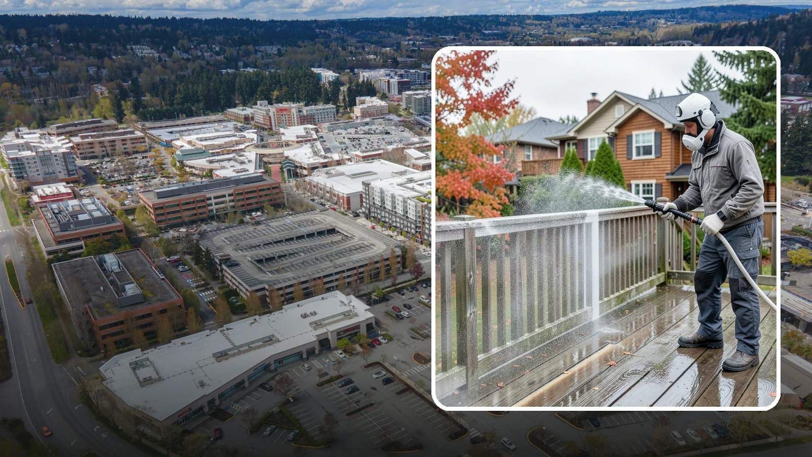 Deck & Fence Package in Redmond, King County, WA - We clean and brighten your deck and fence together to revive the wood or composite the Northwest wet season grays out.