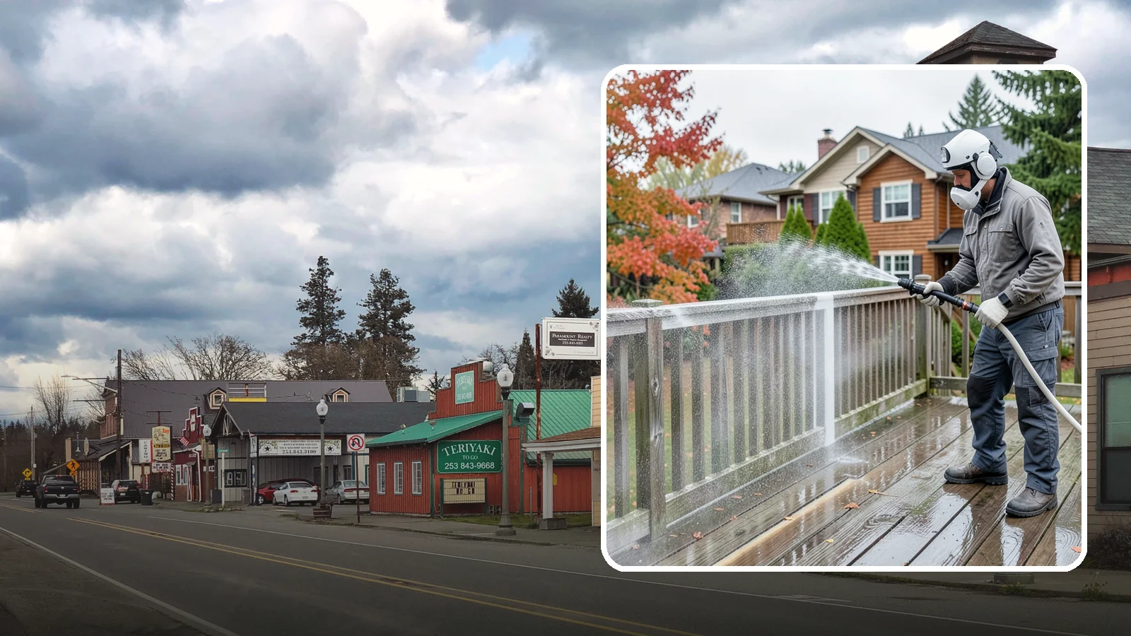 Deck & Fence Package in Roy, Pierce County, WA - We clean and brighten your deck and fence together to revive the wood or composite the Northwest wet season grays out.