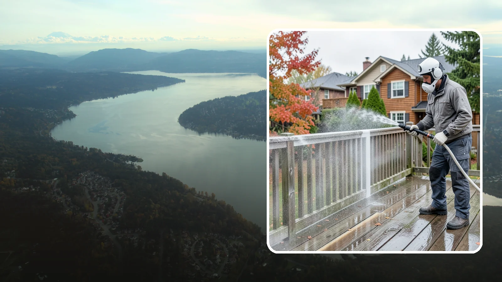 Deck & Fence Package in Sammamish, King County, WA - We clean and brighten your deck and fence together to revive the wood or composite the Northwest wet season grays out.