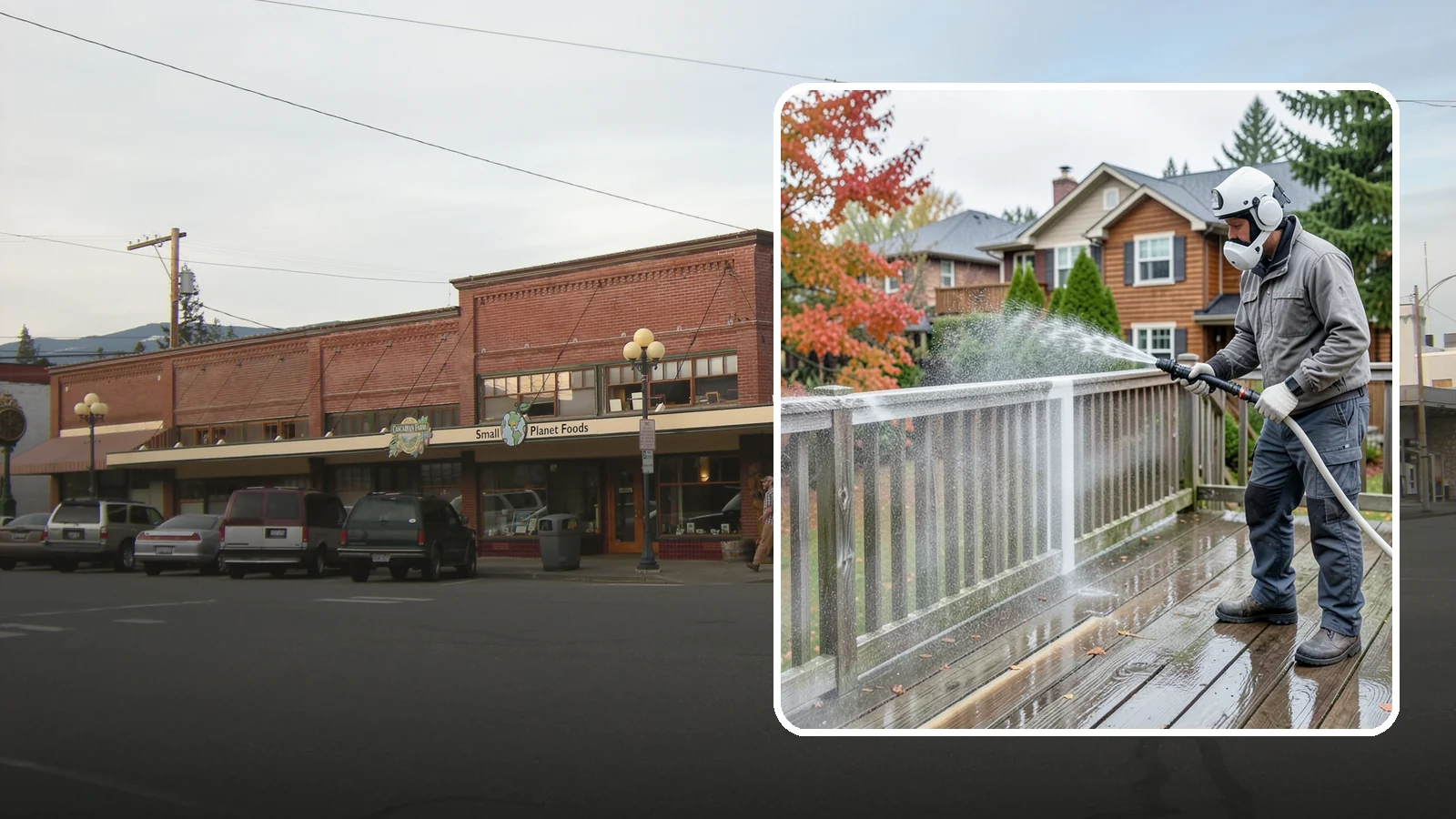 Deck & Fence Package in Sedro-Woolley, Skagit County, WA - We clean and brighten your deck and fence together to revive the wood or composite the Northwest wet season grays out.
