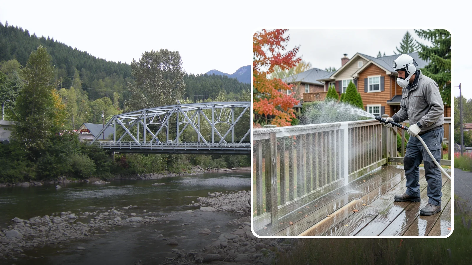 Deck & Fence Package in Skykomish, King County, WA - We clean and brighten your deck and fence together to revive the wood or composite the Northwest wet season grays out.