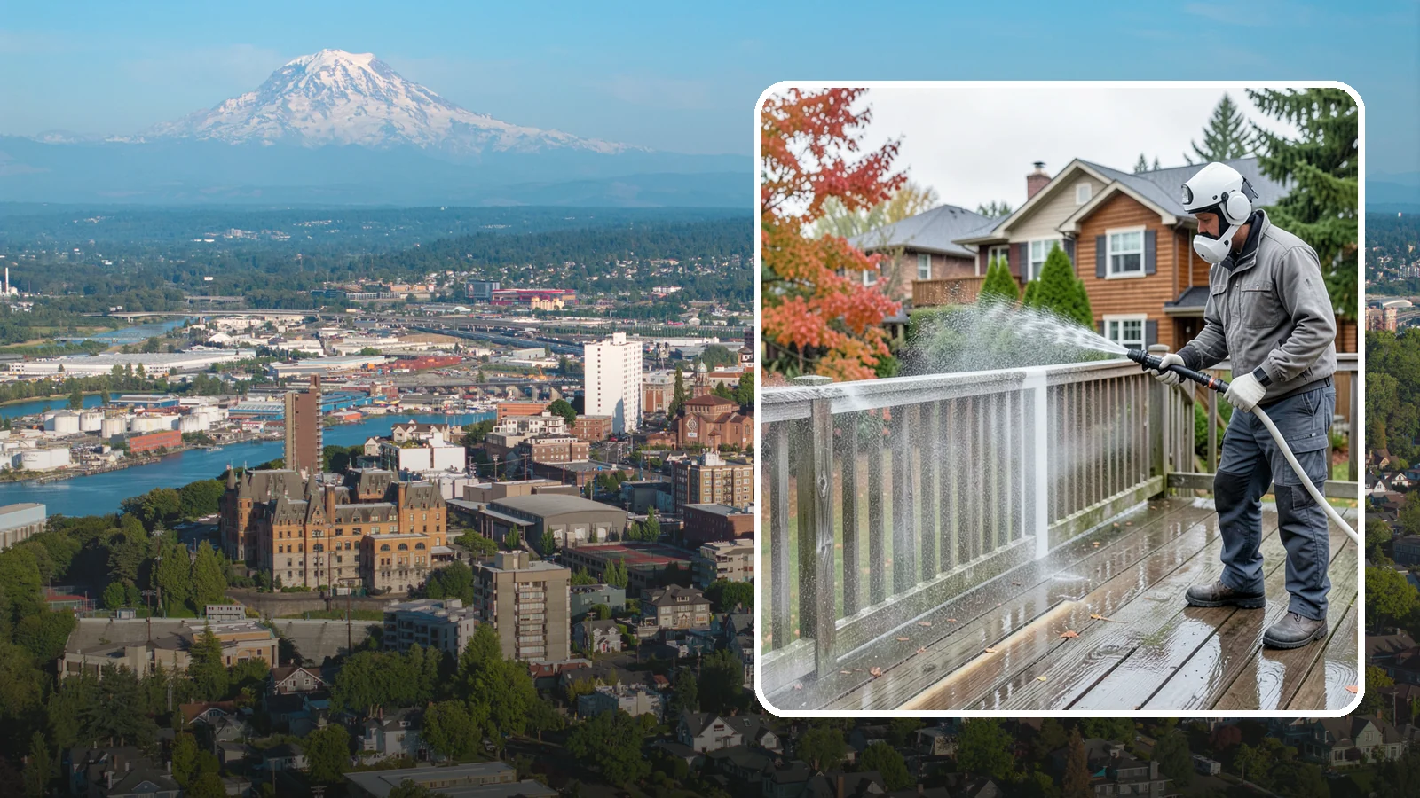 Deck & Fence Package in Tacoma, Pierce County, WA - We clean and brighten your deck and fence together to revive the wood or composite the Northwest wet season grays out.