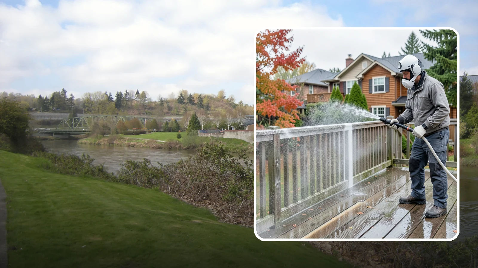 Deck & Fence Package in Tukwila, King County, WA - We clean and brighten your deck and fence together to revive the wood or composite the Northwest wet season grays out.