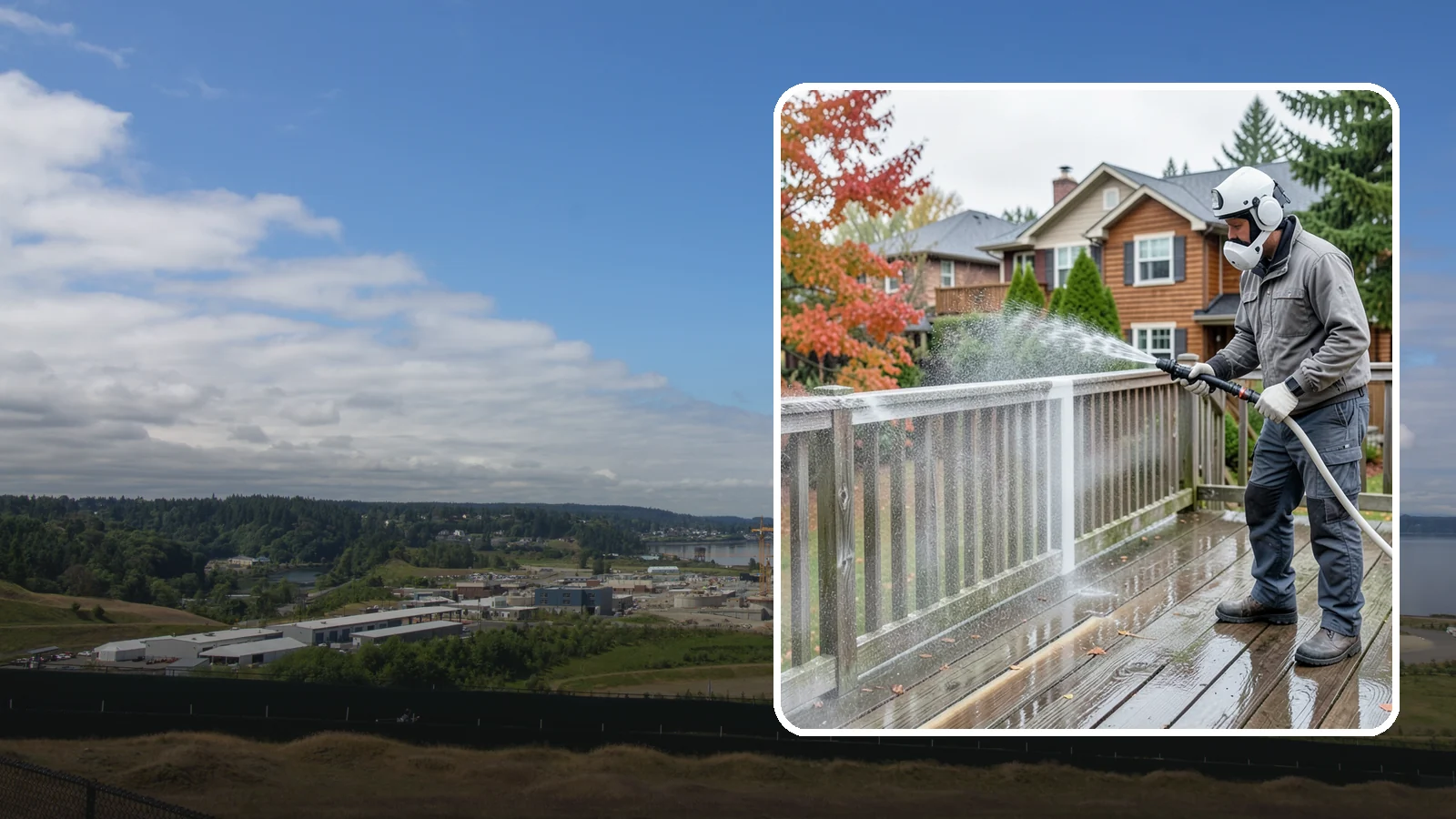 Deck & Fence Package in University Place, Pierce County, WA - We clean and brighten your deck and fence together to revive the wood or composite the Northwest wet season grays out.