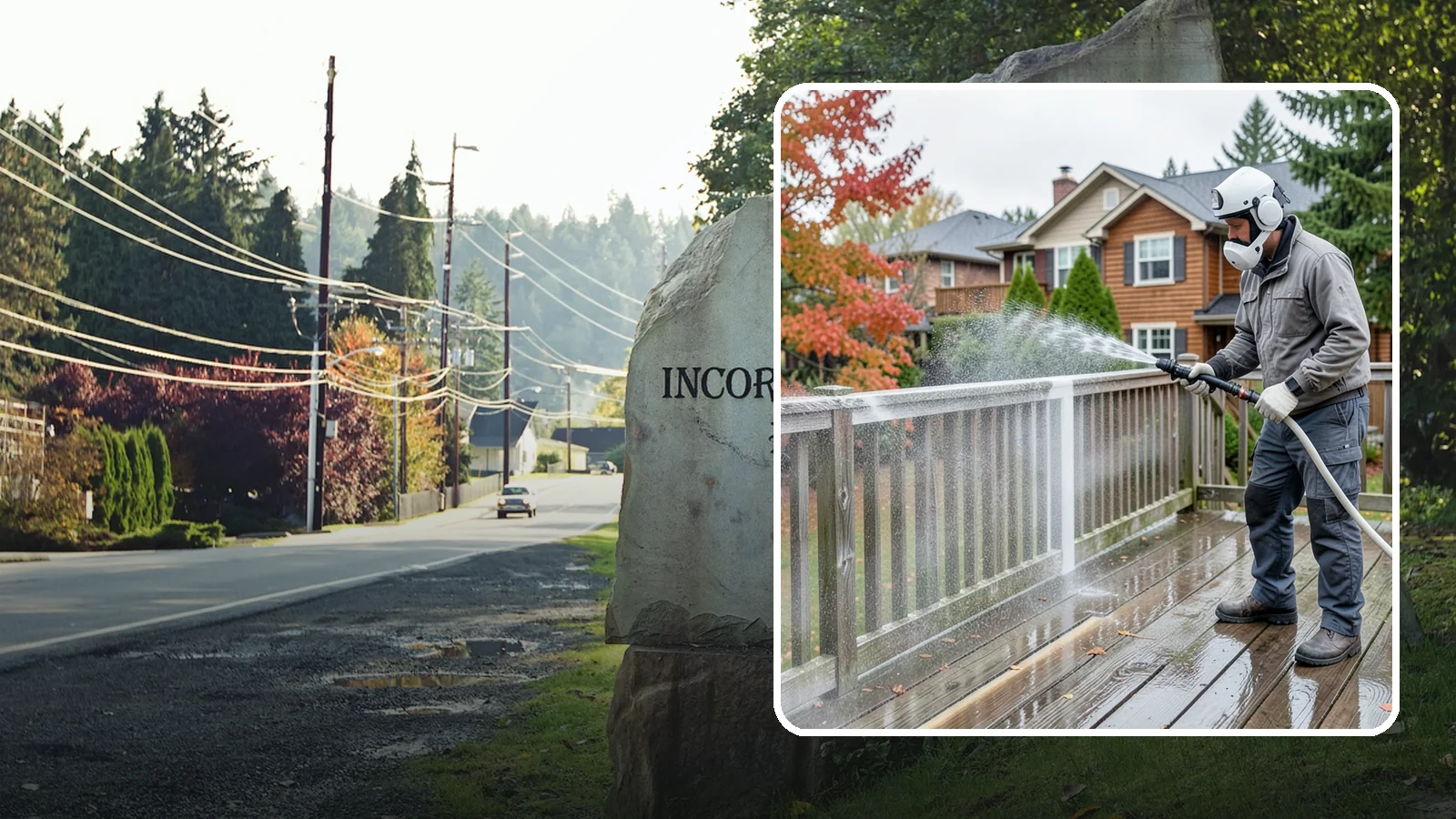 Deck & Fence Package in Wilkeson, Pierce County, WA - We clean and brighten your deck and fence together to revive the wood or composite the Northwest wet season grays out.