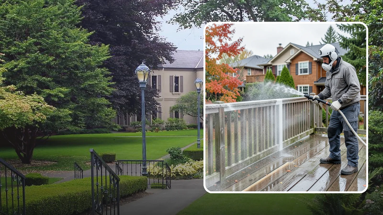 Deck & Fence Package in Woodinville, King County, WA - We clean and brighten your deck and fence together to revive the wood or composite the Northwest wet season grays out.