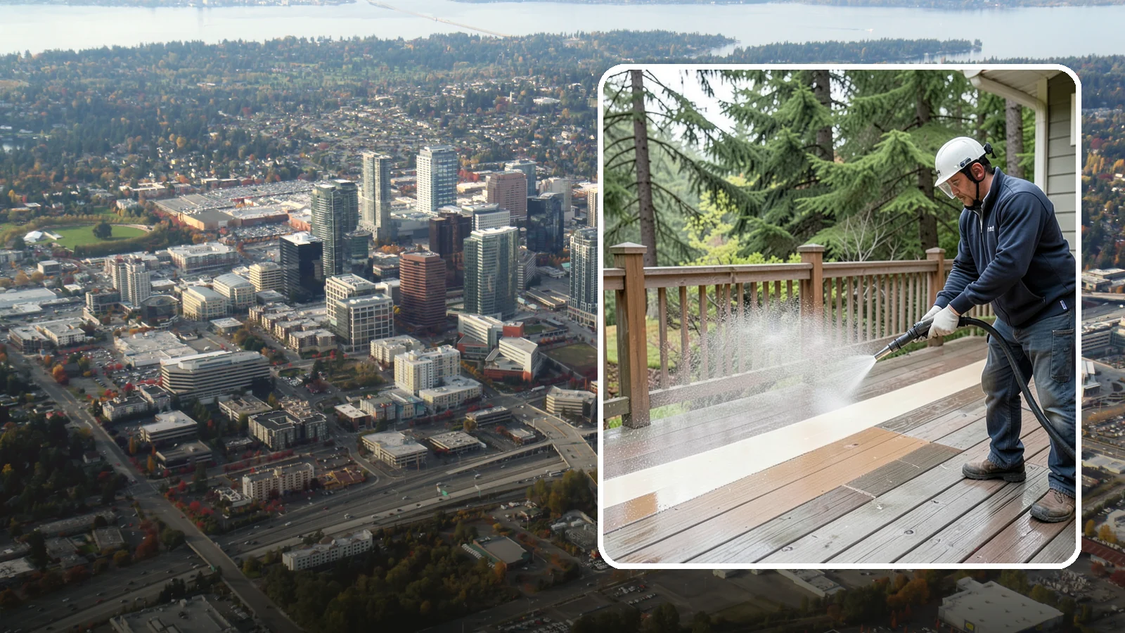Deck Brightening in Bellevue, King County, WA - Apply a wood brightener that neutralizes cleaned decks and restores a bright, even PNW-ready tone.