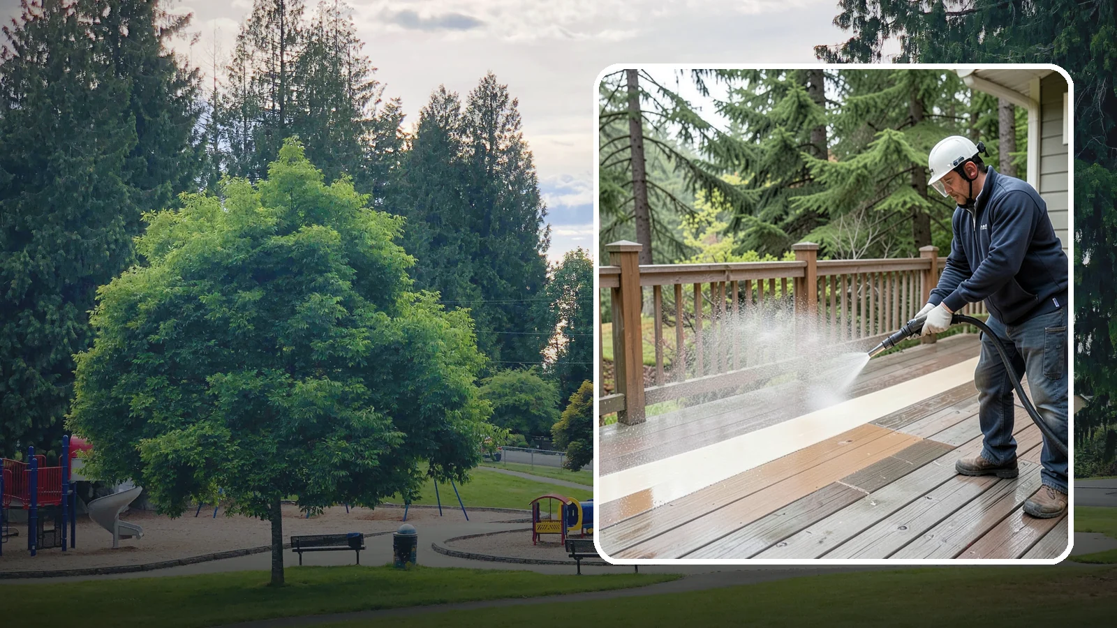 Deck Brightening in Bonney Lake, Pierce County, WA - Apply a wood brightener that neutralizes cleaned decks and restores a bright, even PNW-ready tone.