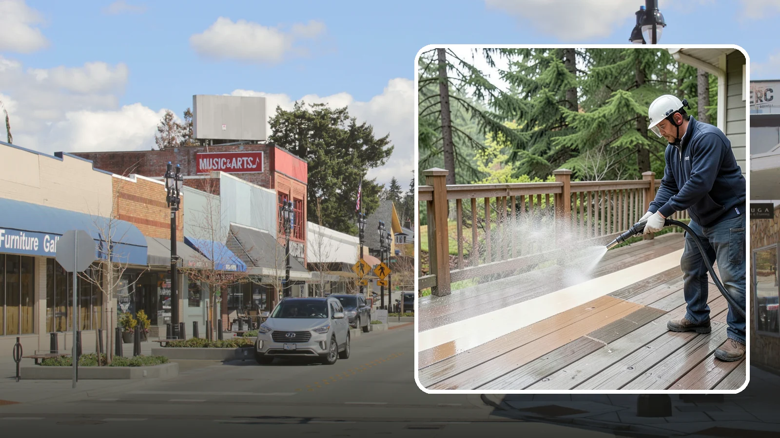 Deck Brightening in Bothell, King County, WA - Apply a wood brightener that neutralizes cleaned decks and restores a bright, even PNW-ready tone.