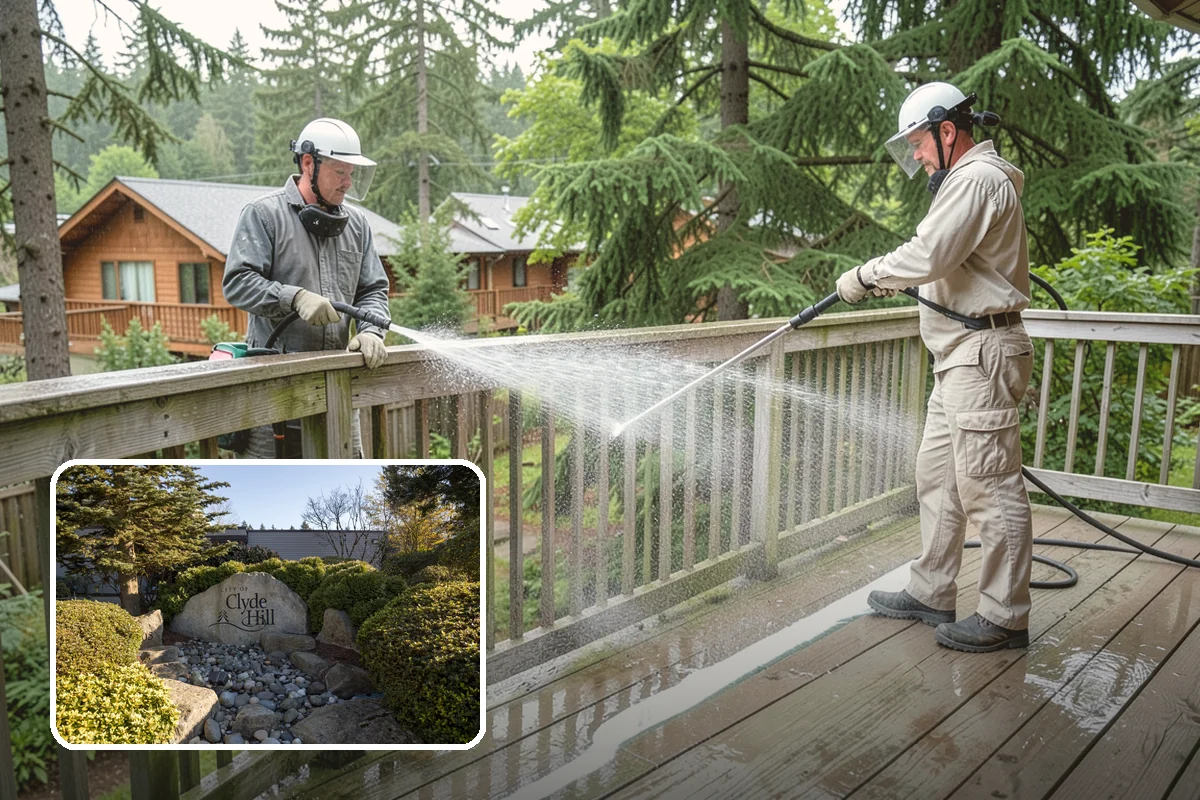 Deck Brightening in Clyde Hill, King County, WA - Neutralizes the wood after cleaning