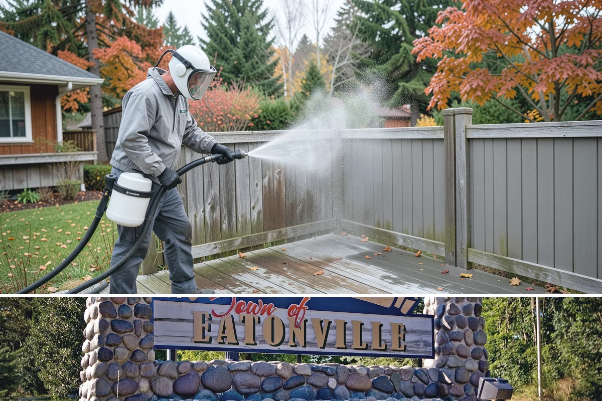 Deck Brightening in Eatonville, Pierce County, WA - Brighten decks right after cleaning in dry summer weather for the best color and cure.