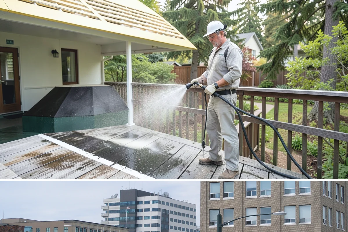 Deck Brightening in Everett, Snohomish County, WA - Brighten decks right after cleaning in dry summer weather for the best color and cure.