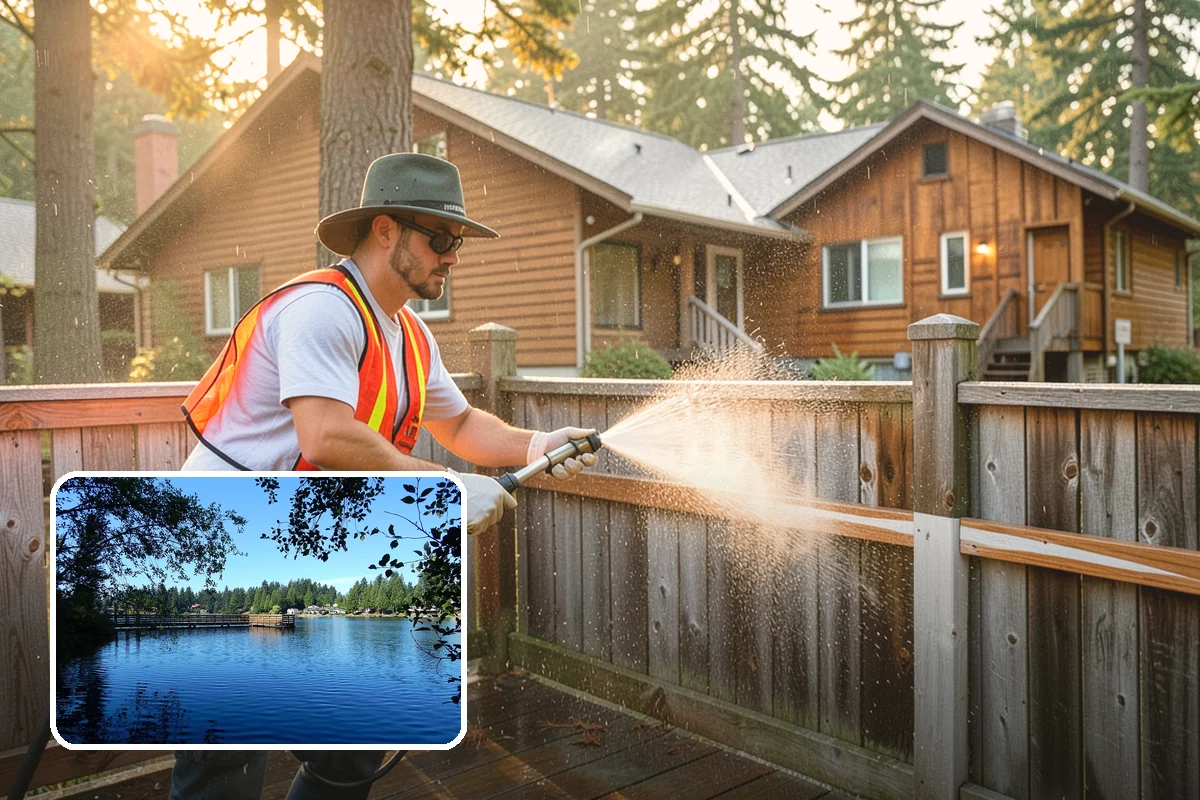 Deck Brightening in Federal Way, King County, WA - Neutralizes the wood after cleaning
