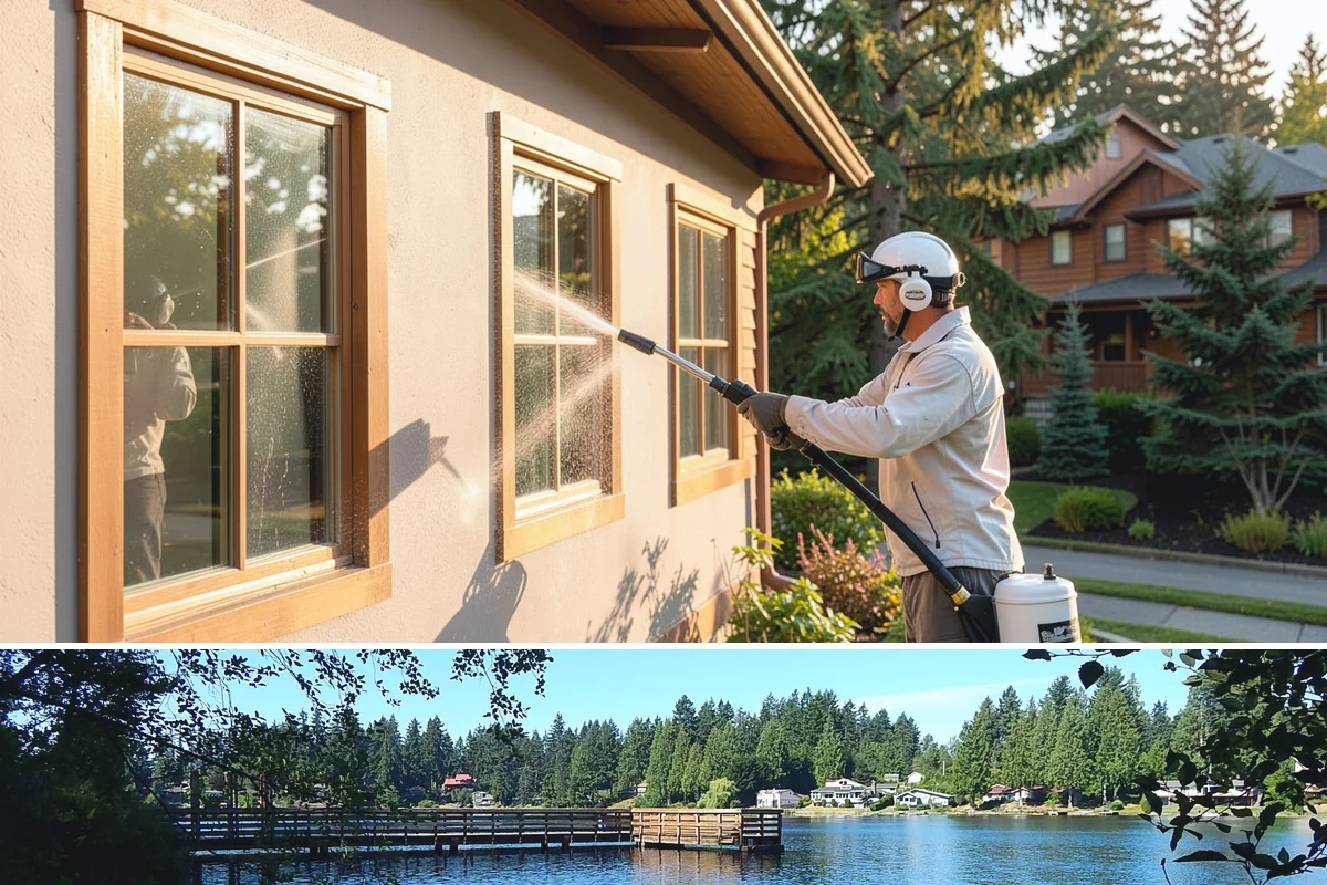 Deck Brightening in Federal Way, King County, WA - Brighten decks right after cleaning in dry summer weather for the best color and cure.