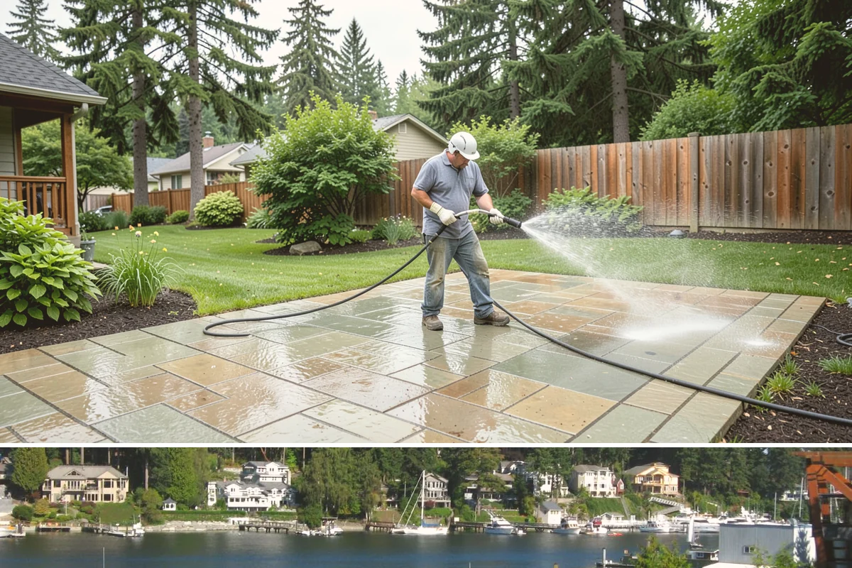 Deck Brightening in Gig Harbor, Pierce County, WA - Brighten decks right after cleaning in dry summer weather for the best color and cure.