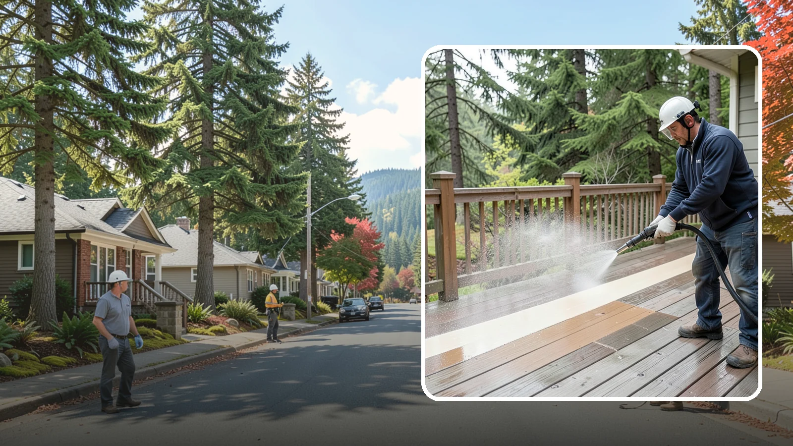 Deck Brightening in Hunts Point, King County, WA - Apply a wood brightener that neutralizes cleaned decks and restores a bright, even PNW-ready tone.