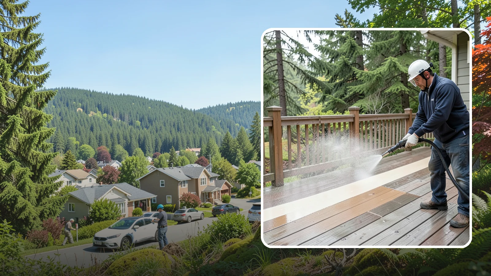 Deck Brightening in Index, Snohomish County, WA - Apply a wood brightener that neutralizes cleaned decks and restores a bright, even PNW-ready tone.