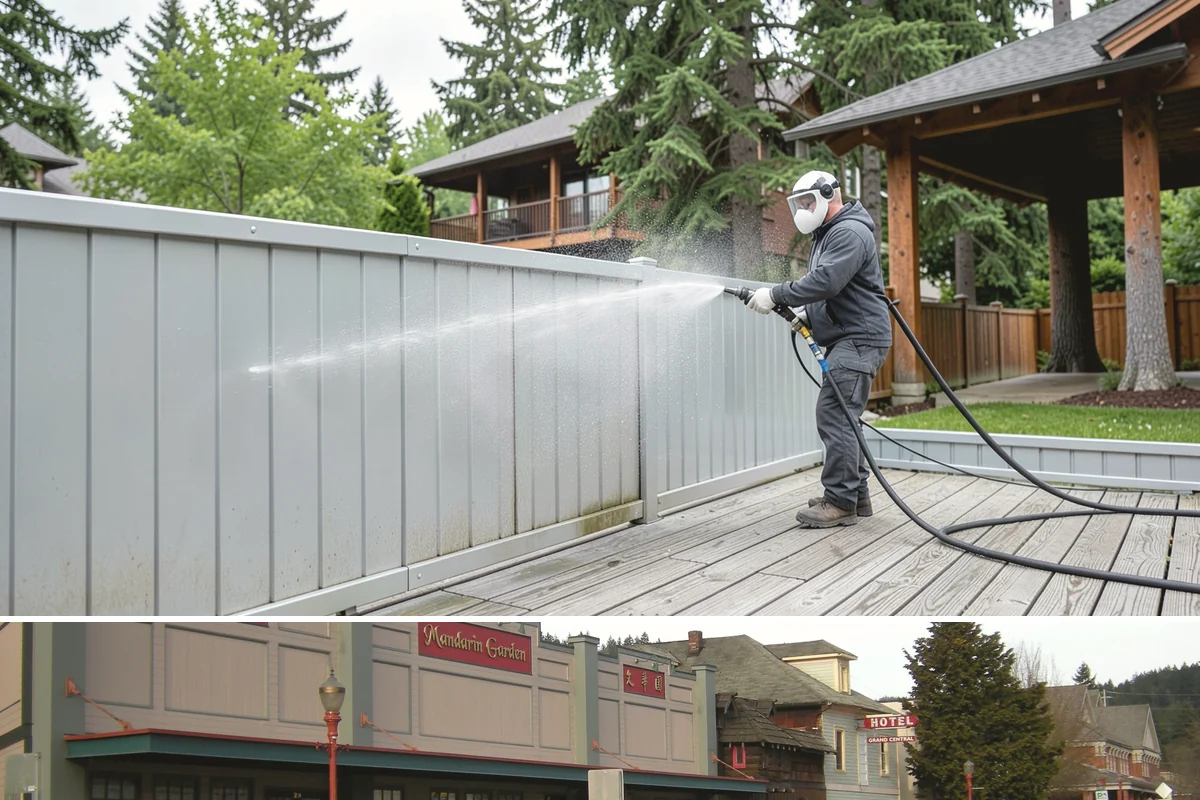 Deck Brightening in Issaquah, King County, WA - Brighten decks right after cleaning in dry summer weather for the best color and cure.