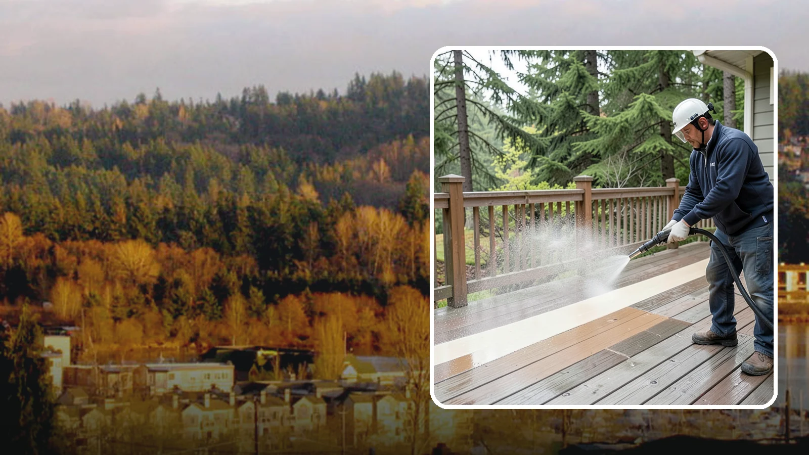 Deck Brightening in Kenmore, King County, WA - Apply a wood brightener that neutralizes cleaned decks and restores a bright, even PNW-ready tone.