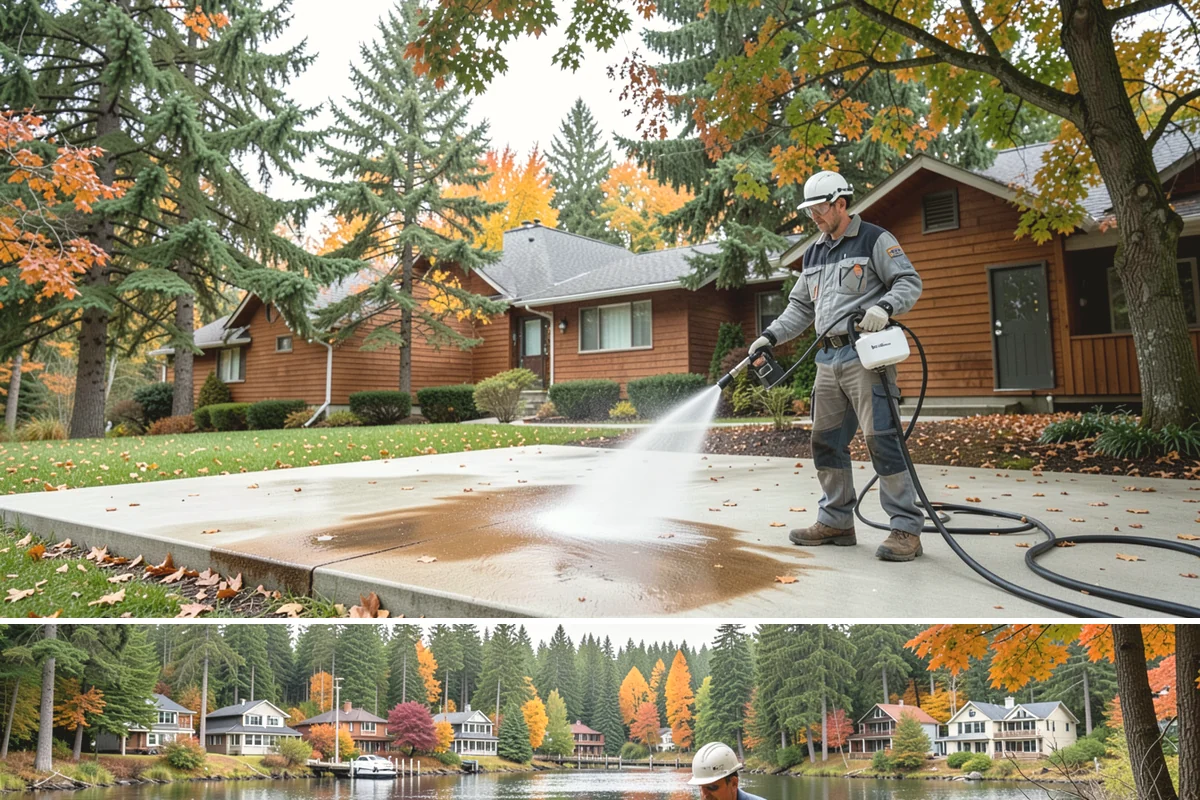 Deck Brightening in La Conner, Skagit County, WA - Brighten decks right after cleaning in dry summer weather for the best color and cure.