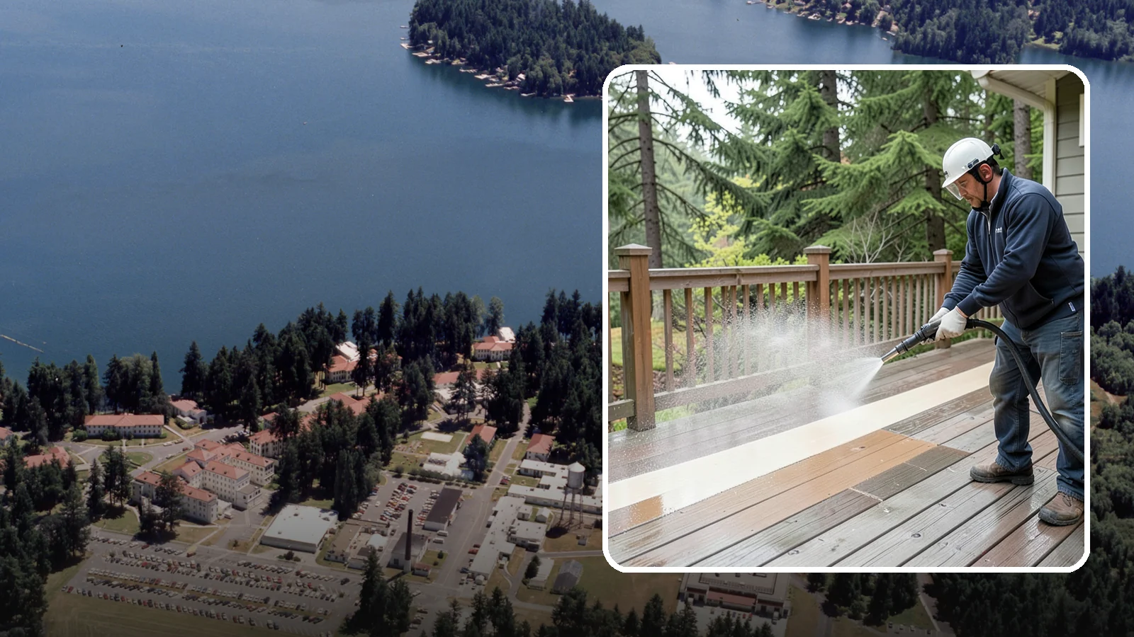 Deck Brightening in Lakewood, Pierce County, WA - Apply a wood brightener that neutralizes cleaned decks and restores a bright, even PNW-ready tone.