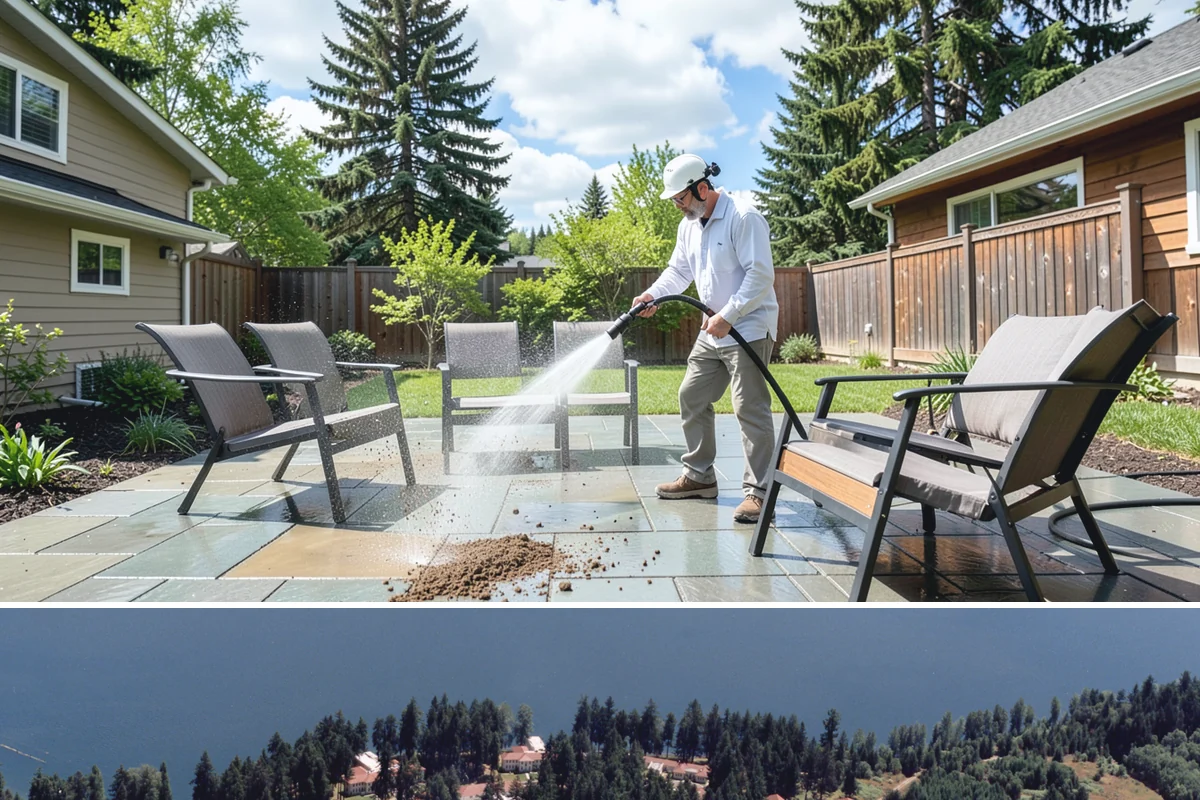 Deck Brightening in Lakewood, Pierce County, WA - Brighten decks right after cleaning in dry summer weather for the best color and cure.