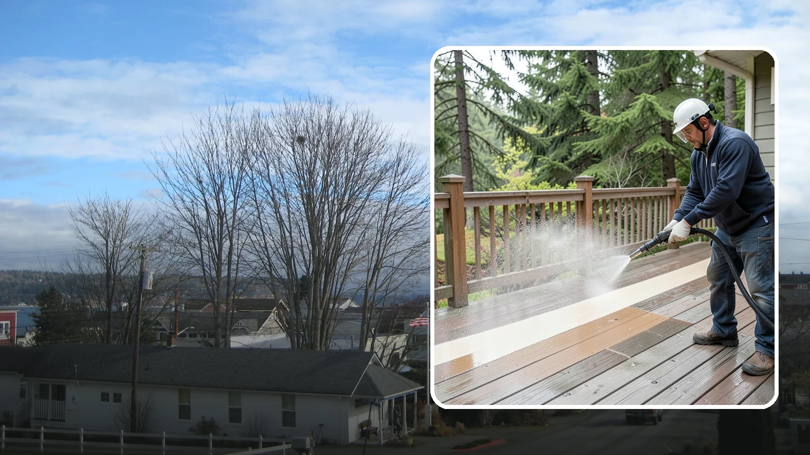 Deck Brightening in Langley, Island County, WA - Apply a wood brightener that neutralizes cleaned decks and restores a bright, even PNW-ready tone.