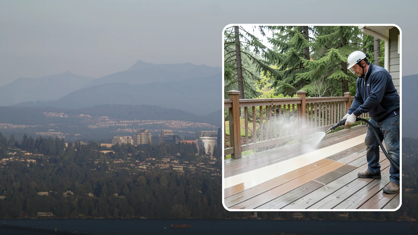 Deck Brightening in Medina, King County, WA - Apply a wood brightener that neutralizes cleaned decks and restores a bright, even PNW-ready tone.