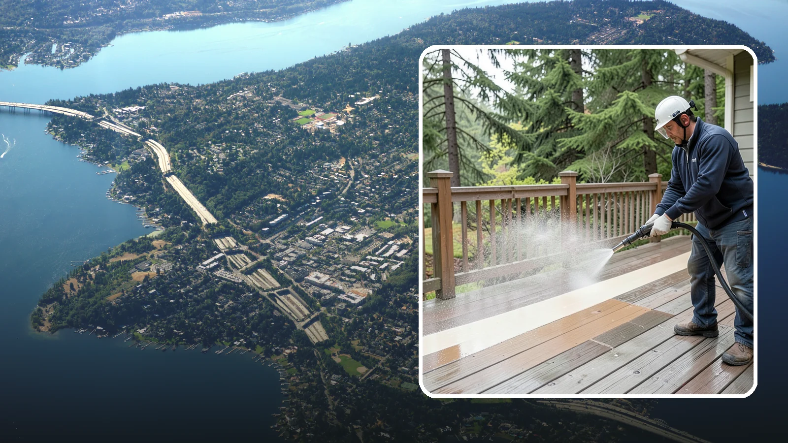 Deck Brightening in Mercer Island, King County, WA - Apply a wood brightener that neutralizes cleaned decks and restores a bright, even PNW-ready tone.