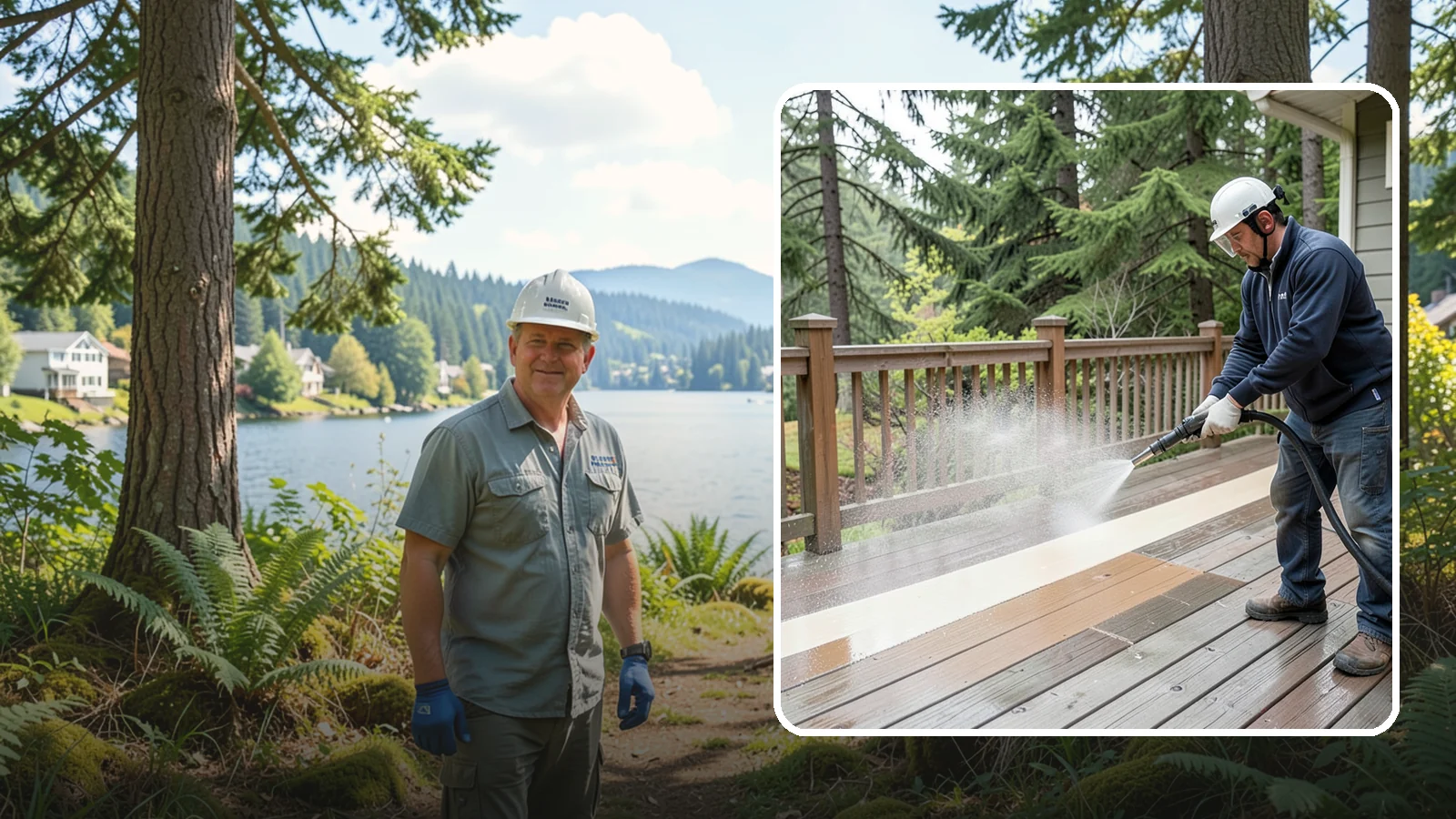 Deck Brightening in Milton, King County, WA - Apply a wood brightener that neutralizes cleaned decks and restores a bright, even PNW-ready tone.