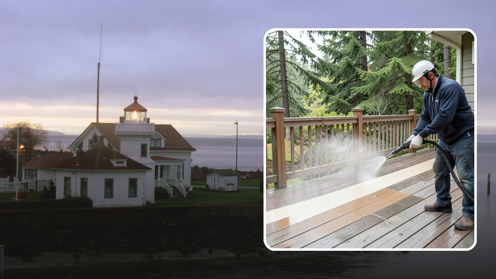 Deck Brightening in Mukilteo, Snohomish County, WA - Apply a wood brightener that neutralizes cleaned decks and restores a bright, even PNW-ready tone.