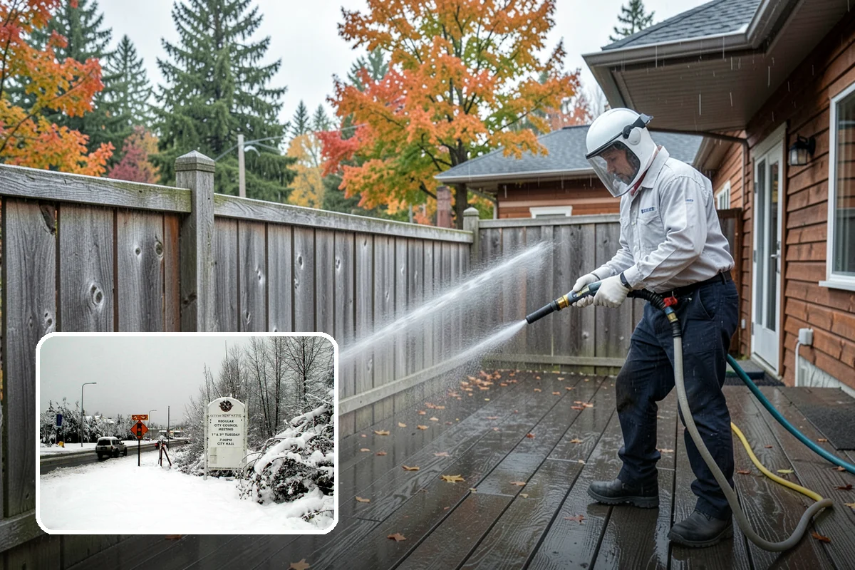 Deck Brightening in Newcastle, King County, WA - Neutralizes the wood after cleaning