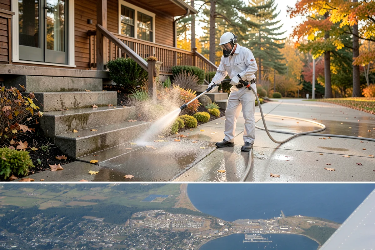 Deck Brightening in Oak Harbor, Island County, WA - Brighten decks right after cleaning in dry summer weather for the best color and cure.