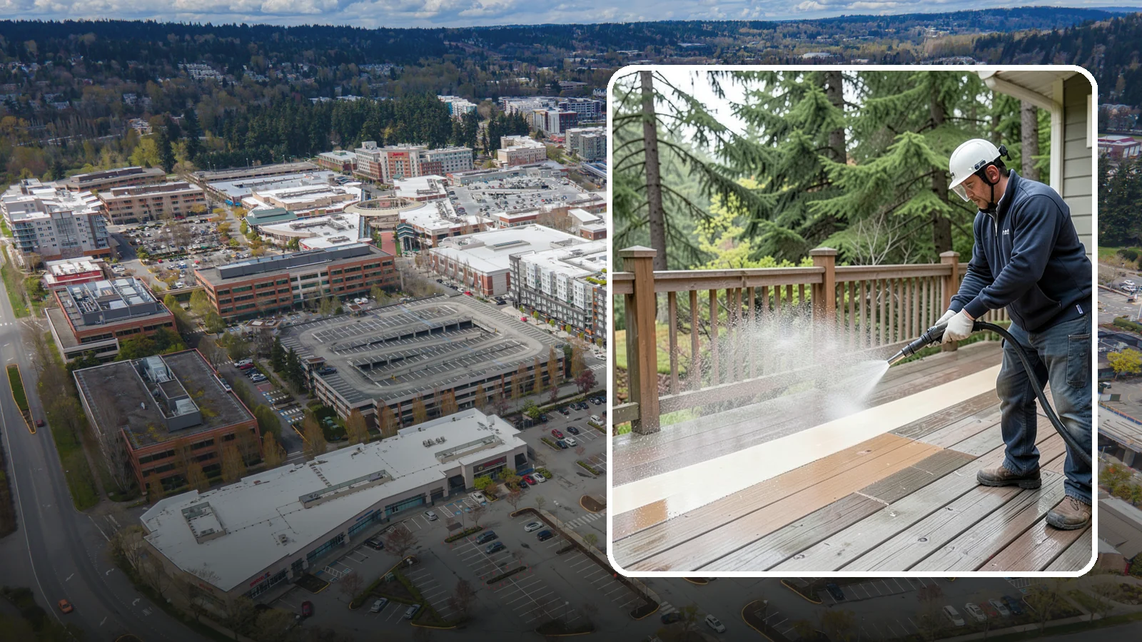 Deck Brightening in Redmond, King County, WA - Apply a wood brightener that neutralizes cleaned decks and restores a bright, even PNW-ready tone.