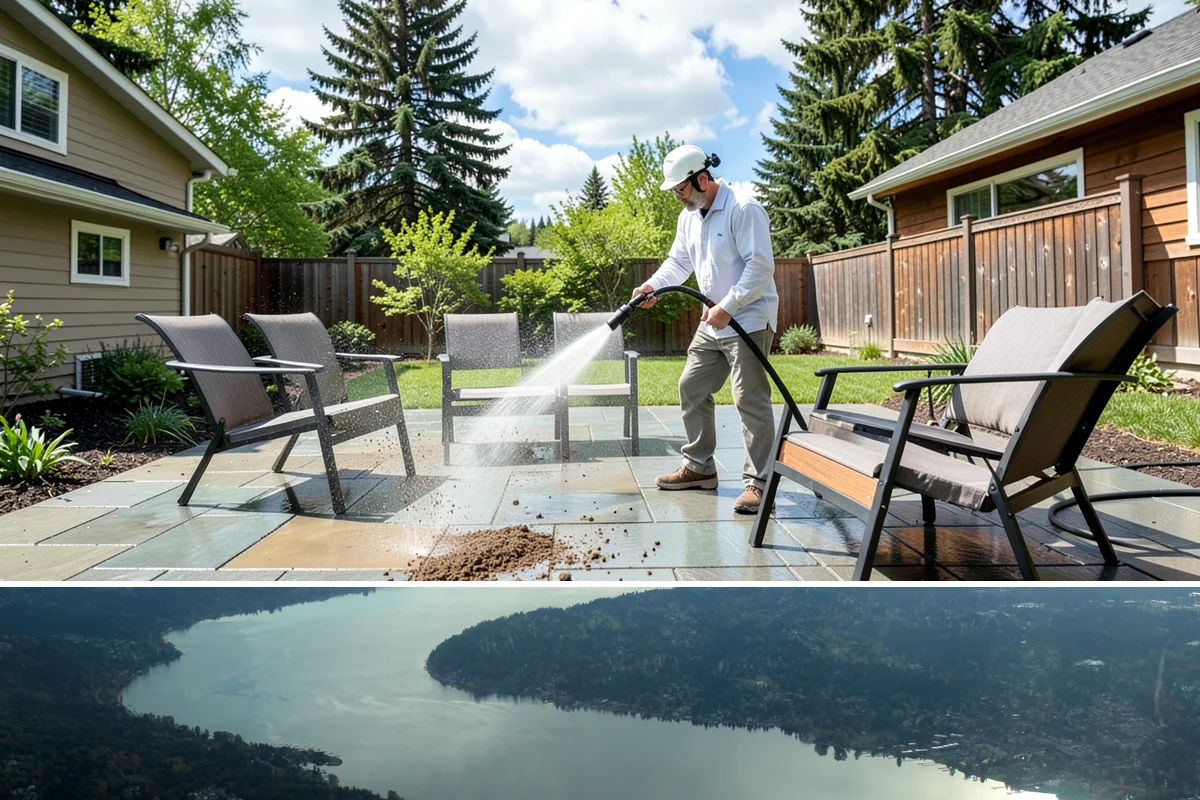 Deck Brightening in Sammamish, King County, WA - Brighten decks right after cleaning in dry summer weather for the best color and cure.